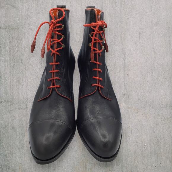 Carmina Italian Black Leather Lace-Up Ankle Boots Women's UK7 | US9 New - Picture 2 of 9